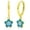 Light Blue/Aqua, variant on 925 Sterling Silver Gold Plated Flower Enamel Dangle Drop Earrings, Minimalist, Giorgio Bergamo Green