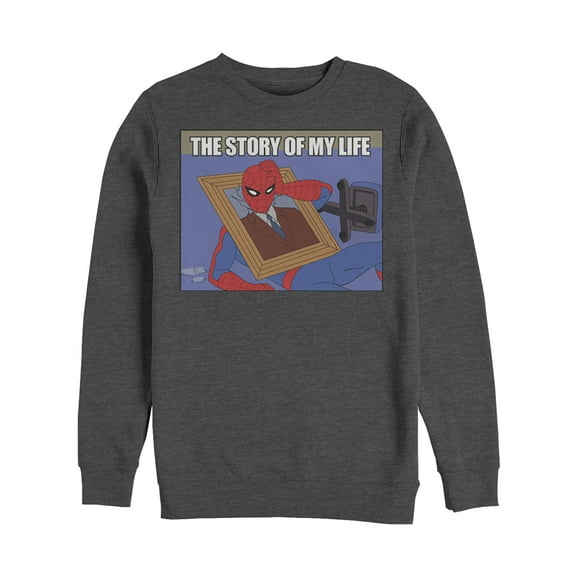 Men's Marvel Spider-Man Story of Life  Sweatshirt Charcoal Heather 2X Large