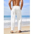 thumbnail image 5 of COOFANDY Men Drawstring Casual Loose Pant Stretchy Cotton Linen Harem Trousers, 5 of 7