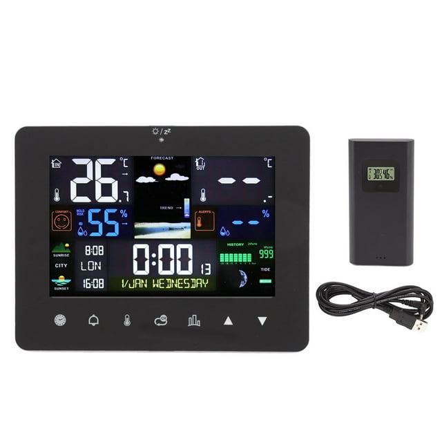 Reloj meteorológico con sensor de temperatura y humedad, termómetro para el hogar y la oficina.
