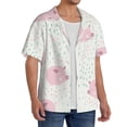 thumbnail image 4 of Naloa Cute Pigs Men's Loose Fit Cuban Collar Short-Sleeve Shirt with Button-down and Chest Pocket for Everyday Wear Outings - Medium, 4 of 7