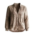 thumbnail image 4 of Womens Plus Size Shirts Oversized Tshirts for Women Oversized Long Sleeve Button Linen Tee Plus Size Tops Brown 2XL, 4 of 4