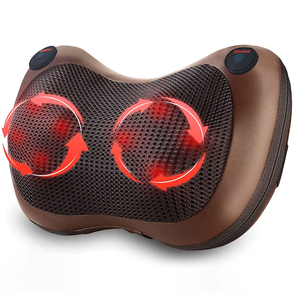 12 Heads Shiatsu Massage Pillow,3D Kneading Neck Back Massager with Heating,3-speed Adjustment,Smart Timing for Car Home Office