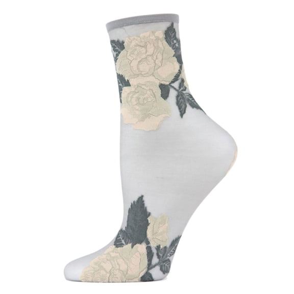 MeMoi Beauty Rose Garden Sheer See-Through Ankle Socks - Womens - Female, One Size, Alloy