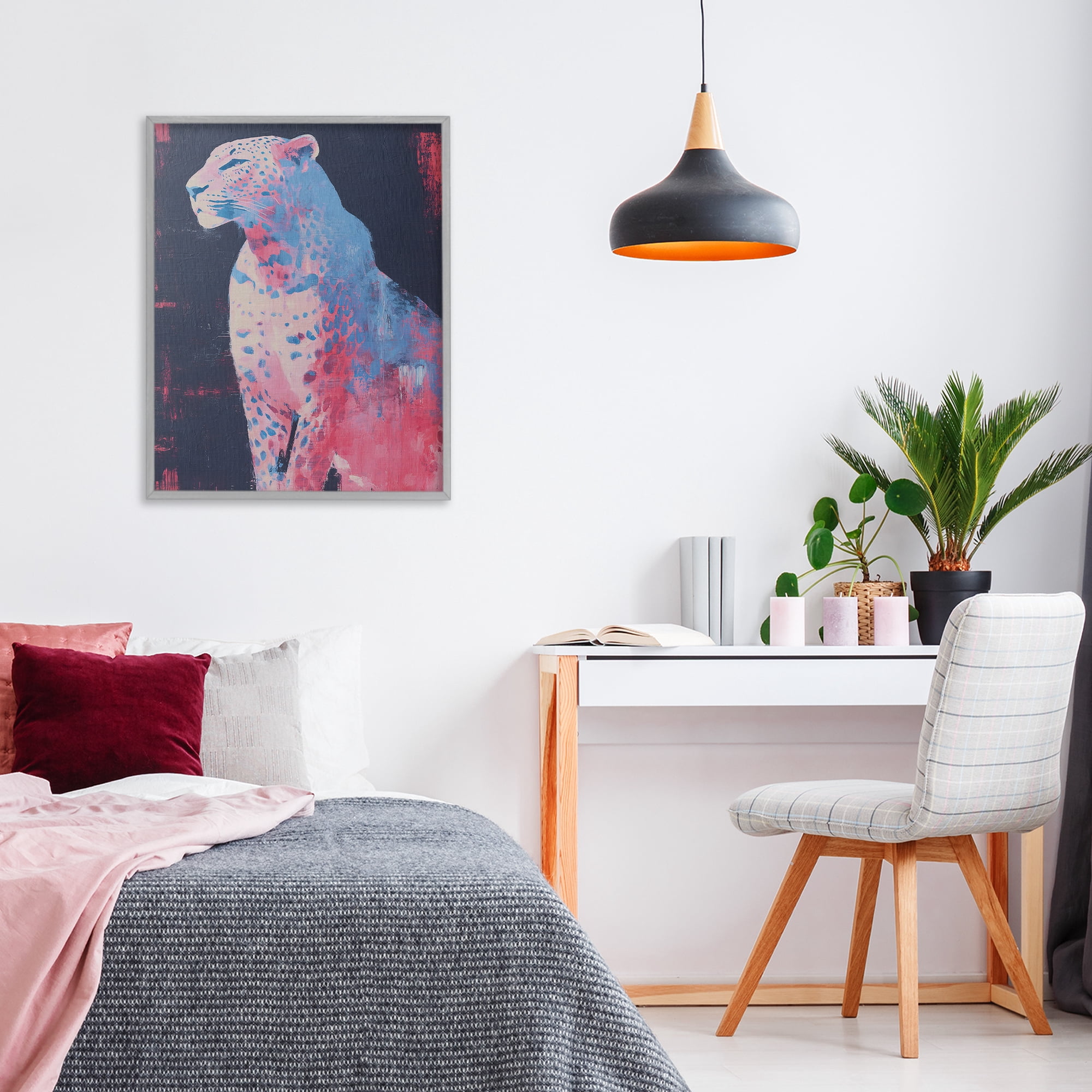 Stupell Industries Predator Pride Leopard Gray Framed Giclee Art, design by Svetlana Aleynikova