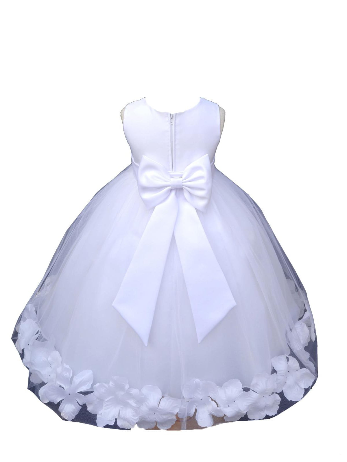 WHITE BABY FLOWER GIRL DRESS WEDDING PAGEANT TODDLER KIDS RECITAL 6-9M 12-18M 2