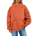 thumbnail image 2 of Mock Neck Sweatshirt Mock Neck Sweatshirt Women Oversized Turtleneck Pullover Long Sleeve Tops Fall Fashion Y2K Outfits With Pockets 07-Orange L, 2 of 5