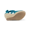 thumbnail image 3 of BLISSFUL STEP Women's Shoes Lace Up Espadrilles Platform Wedge Sandals Teal 9, 3 of 8