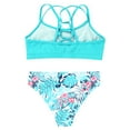 thumbnail image 4 of YUUMIN Girls Solid Color 2 Pcs Bikini Sets Crisscross Crop Top with Triangle Briefs Bathing Suits Tankini Leaf 4, 4 of 5