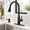 Black, variant on Black Matte Touchless Kitchen Faucet With Sensor, Soap Dispenser, And 3 Spray Modes