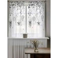 thumbnail image 4 of Grey Coastal Curtains 45 Inch Length,Sheer Curtains for Bedroom Living Room Window Summer Eucalyptus Leaves Beach Ocean Starfish Nautical Kitchen Curtains Small Half Window Drapes 42"x45" 2 Panels, 4 of 7