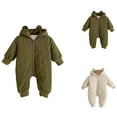thumbnail image 4 of Zwiiyzr 0-1T Newborn Unisex Baby Boy Girl Rompers Quilted Outerwear Winter Warm Solid Color Long Sleeve Jumpsuits Infants Clothes Outfits White, 4 of 4