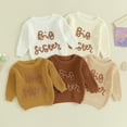 thumbnail image 7 of Okbabeha Baby Toddler Girl Boy Knit Sweater Letter Print Sweatshirt Big Sister Little Sister Matching Outfits Fall Winter Clothes, 7 of 7