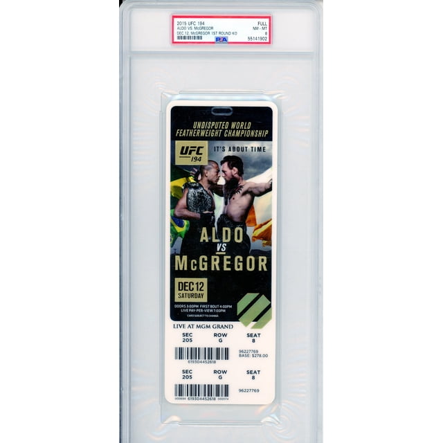 2015 UFC 194 Aldo Vs. McGregor Classé UFC Billet PSA 8 McGregor Premier Rond KO