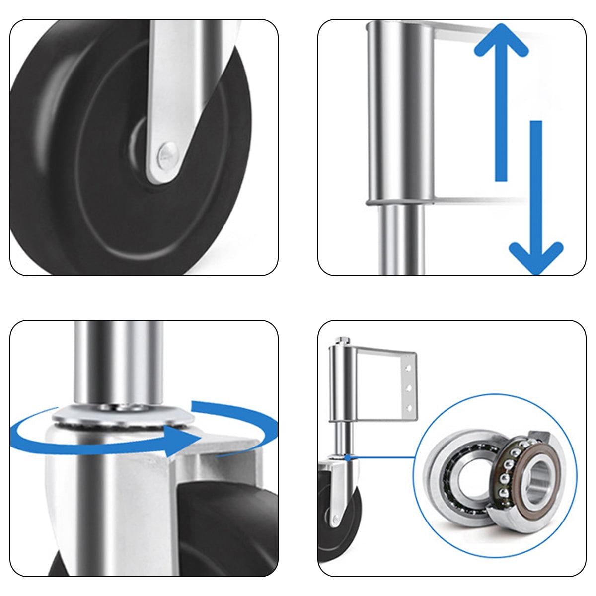 Spring Loaded Gate Wheel, Sturdy Construction with Built-in Spring Design for Aesthetically Pleasing Operation on Wooden Gate, Metal Tube Gate, Fence (4 Inch)