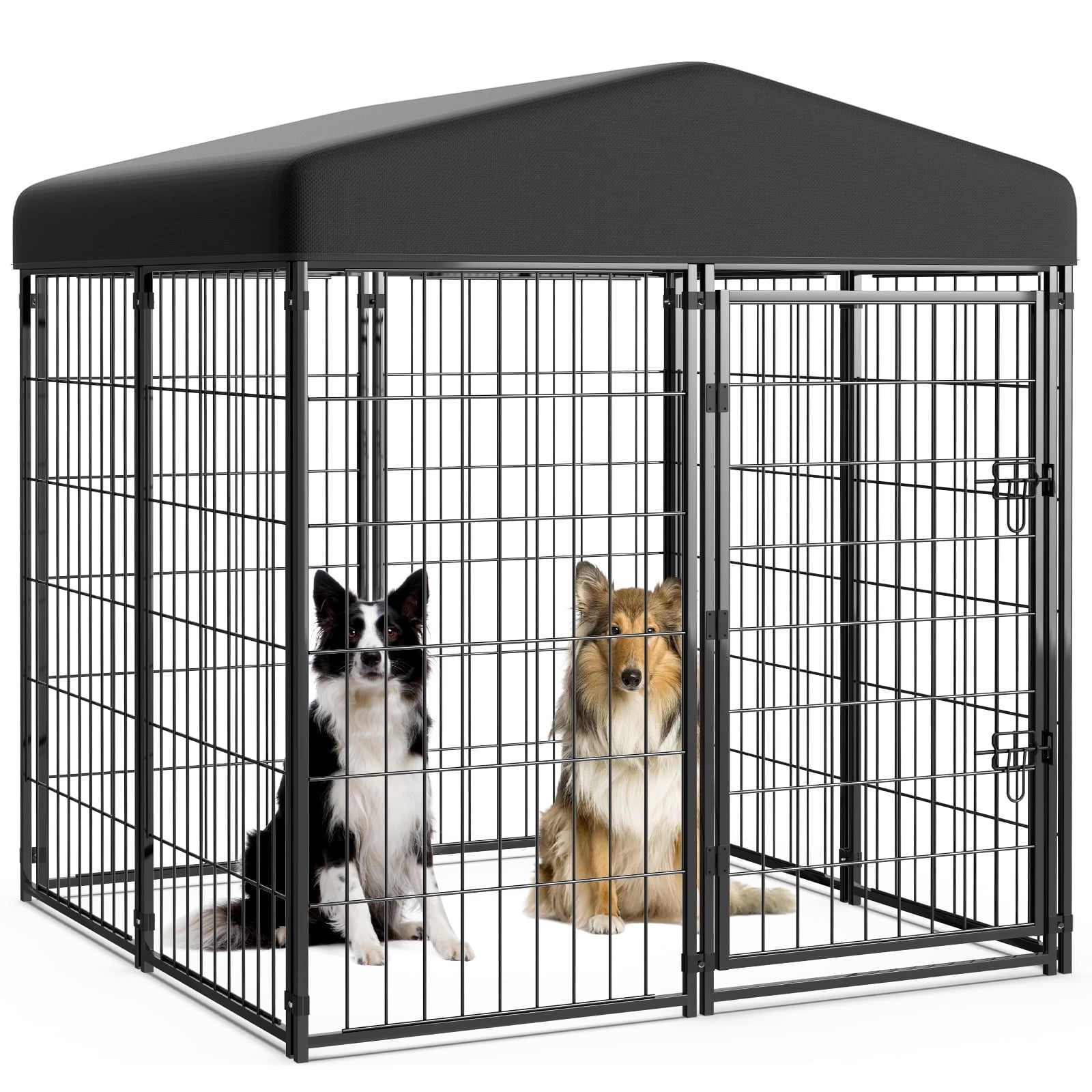 Vipuse 4FT x 4FT x 4.5FT Large Dog Kennel Playpen with UV-Resistant Waterproof Roof, Heavy Duty Metal Outdoor Pet Crate Fence for Cat Duck Chicken