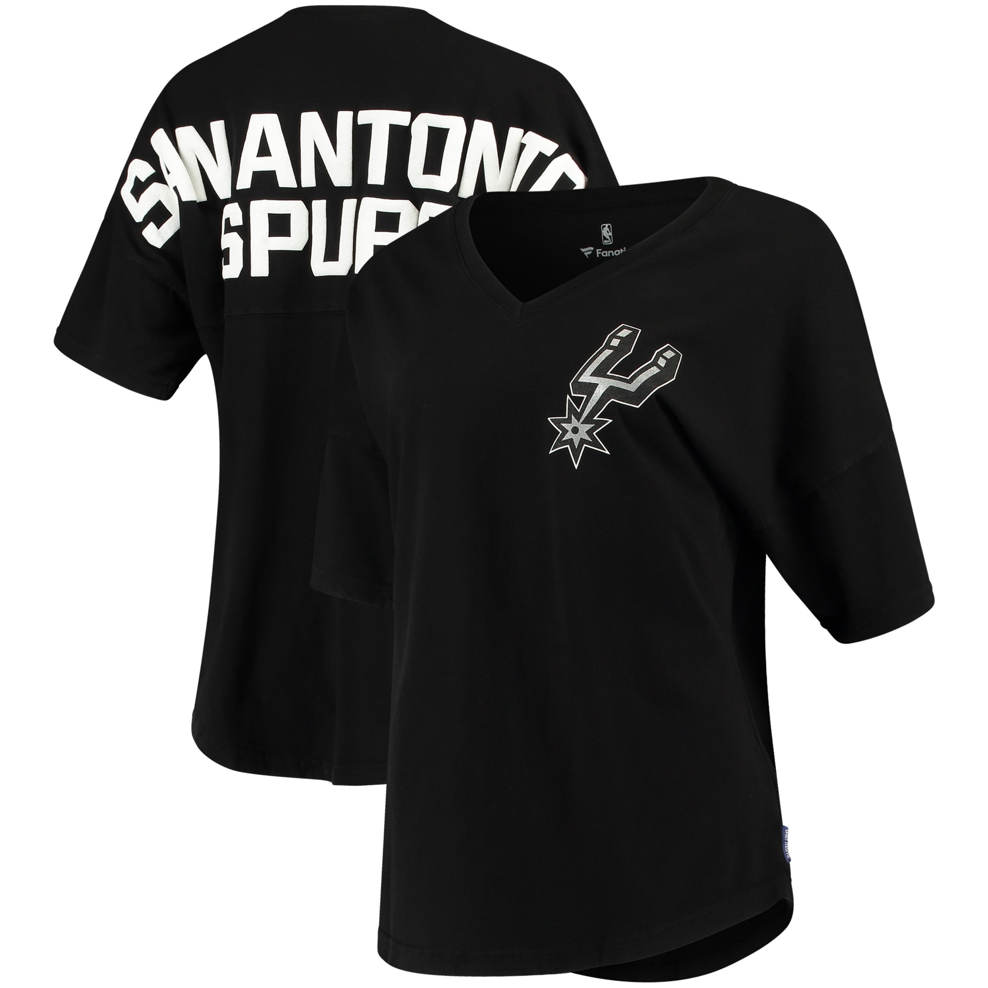 San Antonio Spurs Fanatics Branded Women's Baseline Spirit Jersey V-Neck T-Shirt - Black 