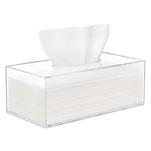 2025 Clear Rectangular Tissue Box Holder & Cover with Magnetic Bottom for Bathroom 9.84 x 5.02 x 3.54 Inches