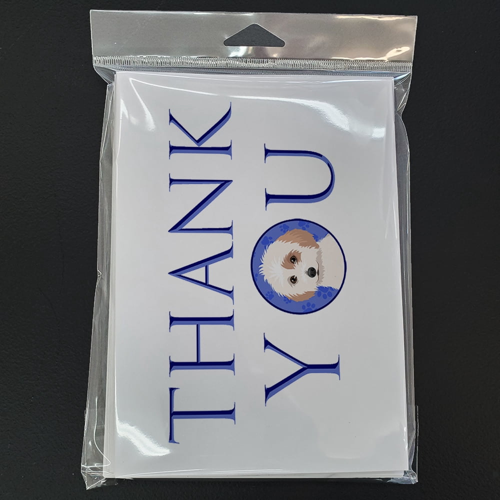 Carolines Treasures CK9134GCA7P 5 x 7 in. Unisex Shih-Tzu White & Red Thank You Greeting Cards & Envelopes, Multi Color - Pack of 8