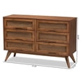 thumbnail image 2 of Baxton Studio Barrett Brown Finished Wood and Synthetic Rattan 6-Drawer Dresser, 2 of 11