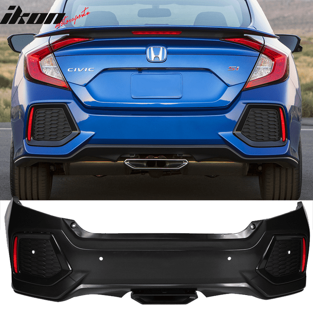 Compatible With 16 20 Honda Civic Sedan Si Style Rear Bumper Cover Unpainted Pp Abs Walmart Com Walmart Com