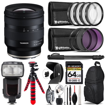 Tamron 11-20mm f/2.8 Di III-A RXD Lens for Sony E + 7 Piece Filter & More - 64GB Accessory Kit