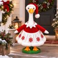 thumbnail image 2 of Cute Snowflake 23 inch Porch Goose Outfit Set Red Velvet Top White Skirt for Lawn Goose Statues Christmas Winter Patio Yard Decor, 2 of 7