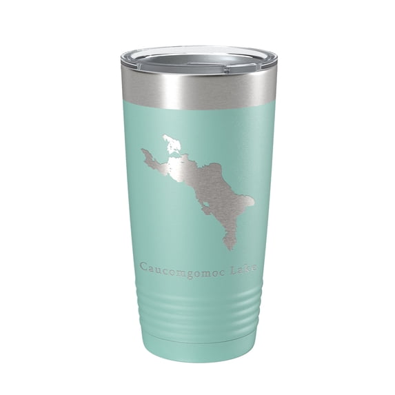 Caucomgomoc Lake Map Tumbler Travel Mug Insulated Laser Engraved Coffee Cup Maine 20 oz Teal