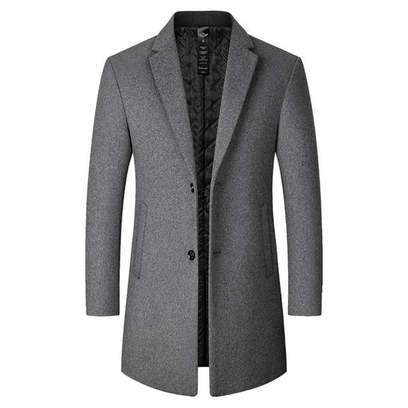 QHFBli Breathable Mens Trench Coat Men's Winter Casual Mid Length Smooth Lapel Woolen Trench Coat Fashion Outerwear Grey XXL