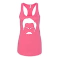 thumbnail image 2 of Wild Bobby, White Parks and Rec Fans Ron Swanson Mustache Face Silhouette, Pop Culture, Women Racerback Tank Top, Hot Pink, X-Large, 2 of 4