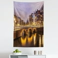 thumbnail image 1 of Landscape Tapestry, Old Historical Bridge in Netherlands Twilight European Architecture Town Scenery, Fabric Wall Hanging Decor for Bedroom Living Room Dorm, 5 Sizes, Amber Lilac, by Ambesonne, 1 of 1