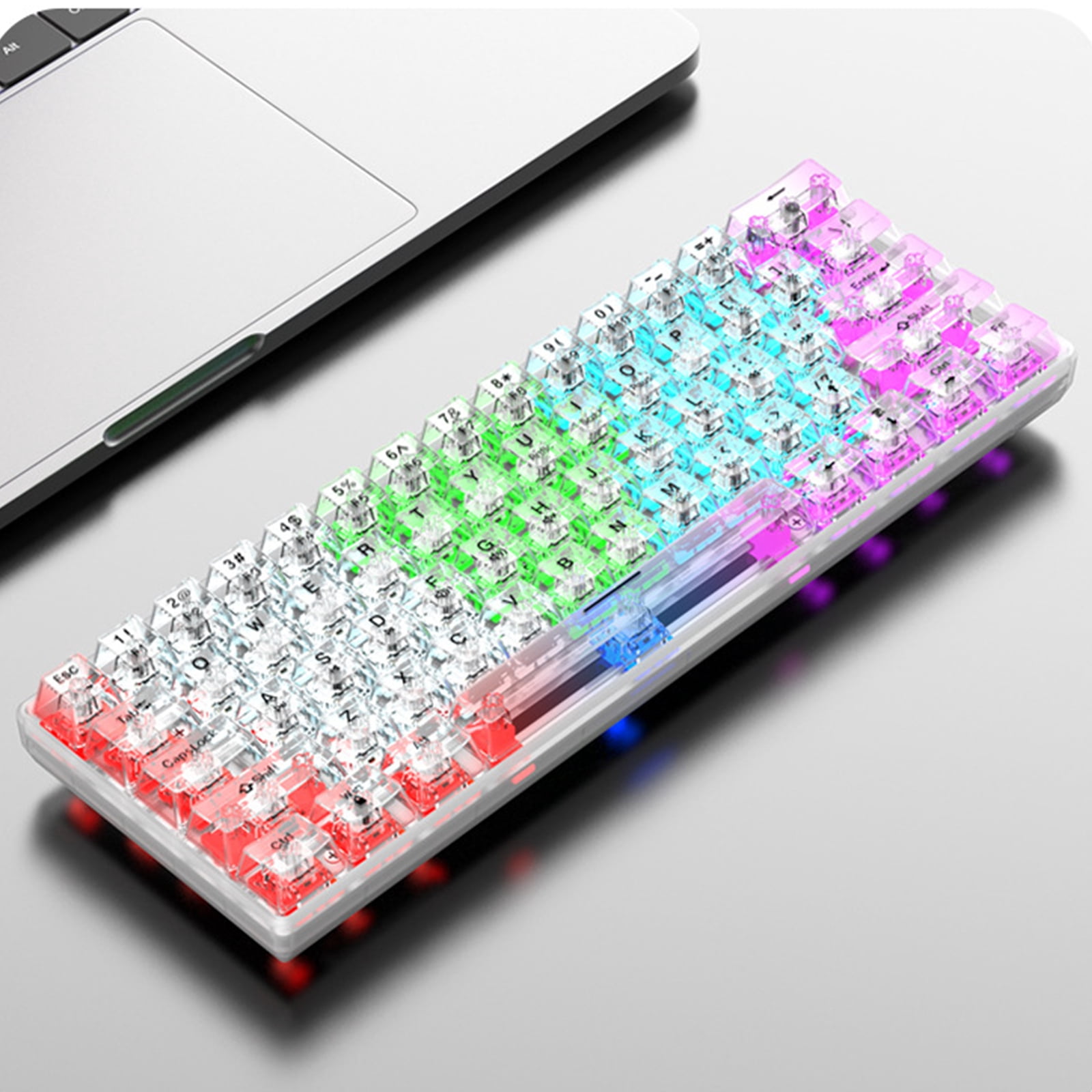 61 Keys Wired Gaming Keyboard Full-Transparent RGB Backlit USB Keyboard for Laptop Desktop Computer Accessories