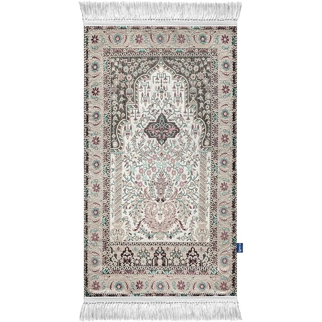 East West Souk Naseej Prayer Mat Collection \u2013 Woven Islamic Design, Cushioned for Comfort (Pastel Mihrab)