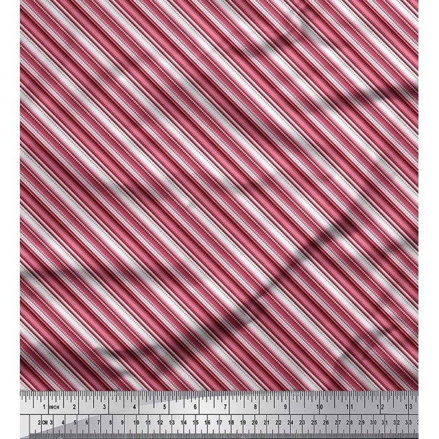 Soimoi Polyester Crepe Fabric Diagonal Stripe Fabric Prints by Yard 52 Inch Wide