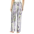 thumbnail image 3 of Pajama Pants Women, Lavender Flowers Bow Tie Sweatpants Soft Sleep Lounge Pants, Casual PJ Bottoms Pants with Pockets, 3 of 5