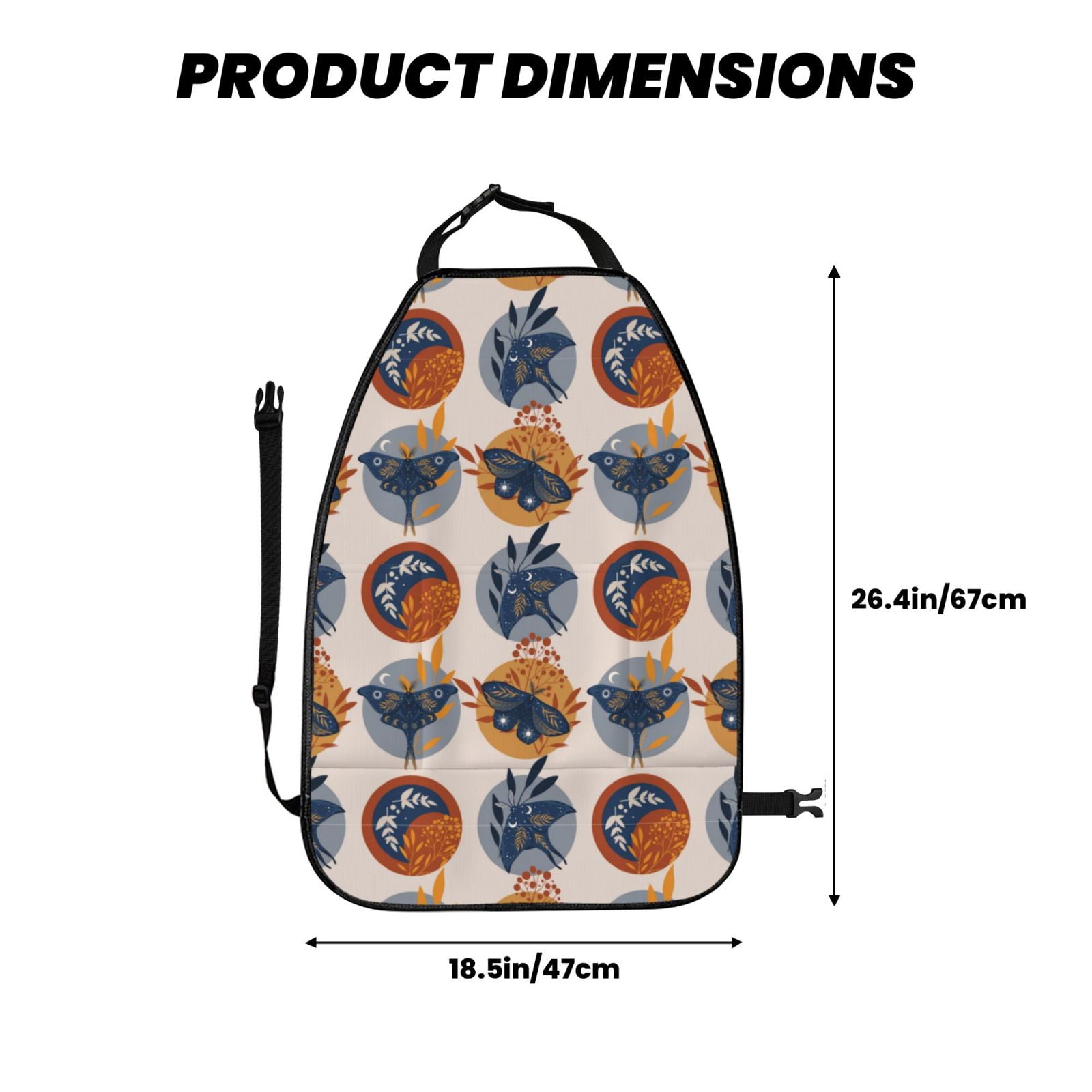 Kdxio Vintage Botanical Butterfly Art Print 2 Pack Car Kick Mat Seat Cover Back Protector Mat with Pockets for Organizer Backseat Protector and Storage Anti Kick Pad for Vehicles