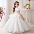 thumbnail image 5 of LEKWK Girls Princess Dress Sequin Puff Short Sleeve Sheer Mesh Tiered Pageant Gown Embroidery Ruffle Cute Dress for Flower Girl Wedding Birthday Party 3-14Y, 5 of 8