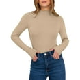thumbnail image 4 of FAIWAD Long Sleeve Tops for Women Mock Neck Slim Fitted Ribbed Knit Basic Shirts Base Layer Tee Going Out Clothes, 4 of 8