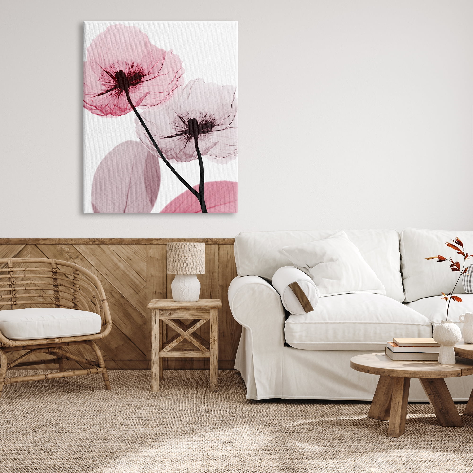 Stupell Industries Pink Poppy Flowers Botanical & Floral Painting Gallery Wrapped Canvas Print Wall Art, 36 x 48