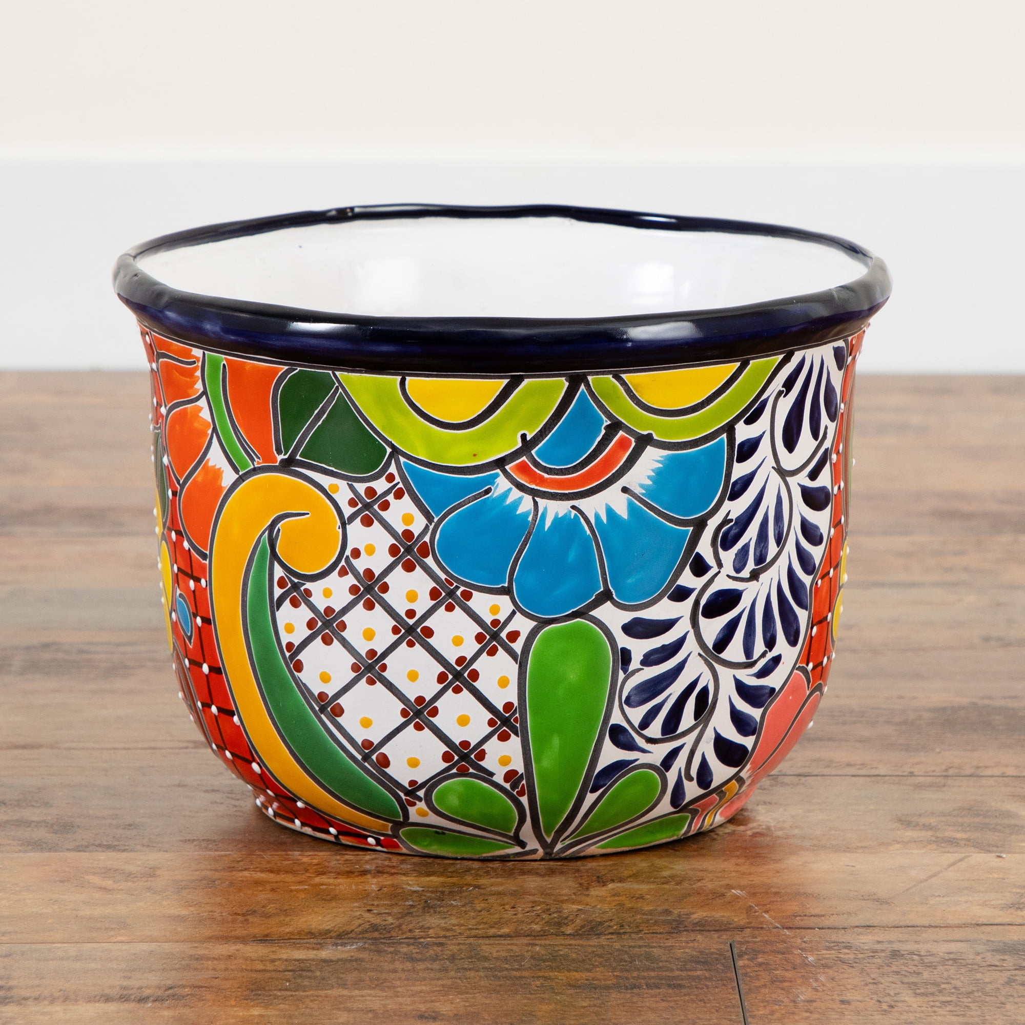 Nearly Natural Talavera Ceramic Planter - 9" - Multicolored