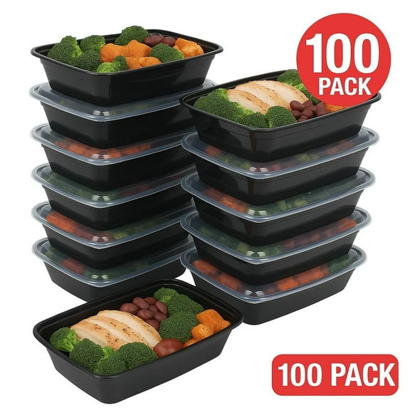 Ruthy's Outlet Meal Prep Containers W/Lids -Square Food Storage BPA-Free Stackable Microwave Freezer & Dishwasher Safe Reusable Lunch Bento Box Portion Control & Planning 100 Pack, 16 oz