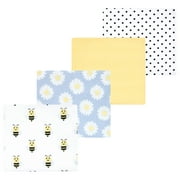 Luvable Friends Hudson Baby Flannel Receiving Blankets 4pk, Yellow Daisy Bee
