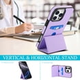 thumbnail image 6 of Compatible with iPhone 16 Pro Case, with PU Leather Credit Card Holder Magnetic Back Stand Rugged Slot Mobile Flip Purse Phone Cover for iPhone 16 Pro Women Men - Lightpurple, 6 of 7