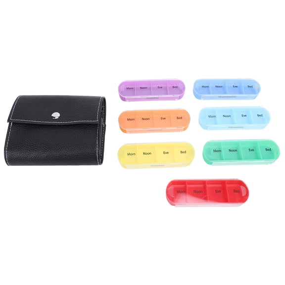 Xirurus 28-Compartment Weekly Medication Organizer – Portable 7‑Day Pill Box with Silicone Seal, Colorful Design, Ideal for Travel