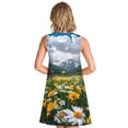 thumbnail image 2 of Bixox Mountain Daisy Meadow Print Women's Sleeveless A-Line Dress with Pockets, Casual Knee-Length Tank Dress for Summer-Large, 2 of 7