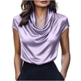 thumbnail image 2 of WHLBF Womens Tops Short Sleeve Summer Elegant Crew Neck Casual T-Shirt Purple S, 2 of 7