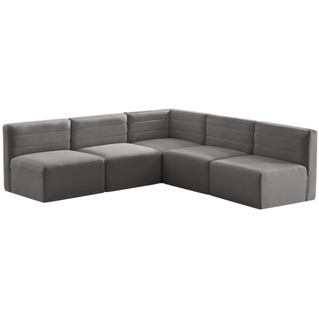 Meridian Furniture Quincy Sectionnel Modulaire en Velours Gris