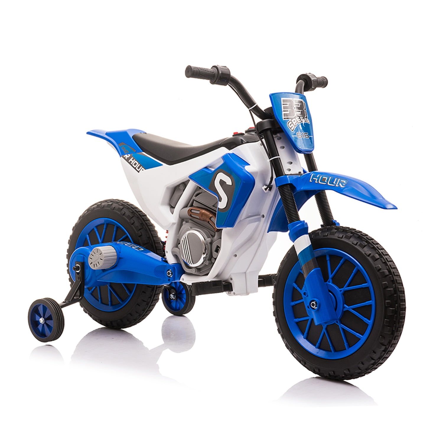 CIPACHO 12V Kids Ride On Toy Motorcycle, Electric Motor Toy Bike with Training Wheels for Kids 3-6 Kids Car, Blue