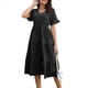 thumbnail image 3 of Vestido Informal de Mujer con Escote en V, Volantes y Corta, Corte A, Holgado, Midi Negro M, 3 of 9