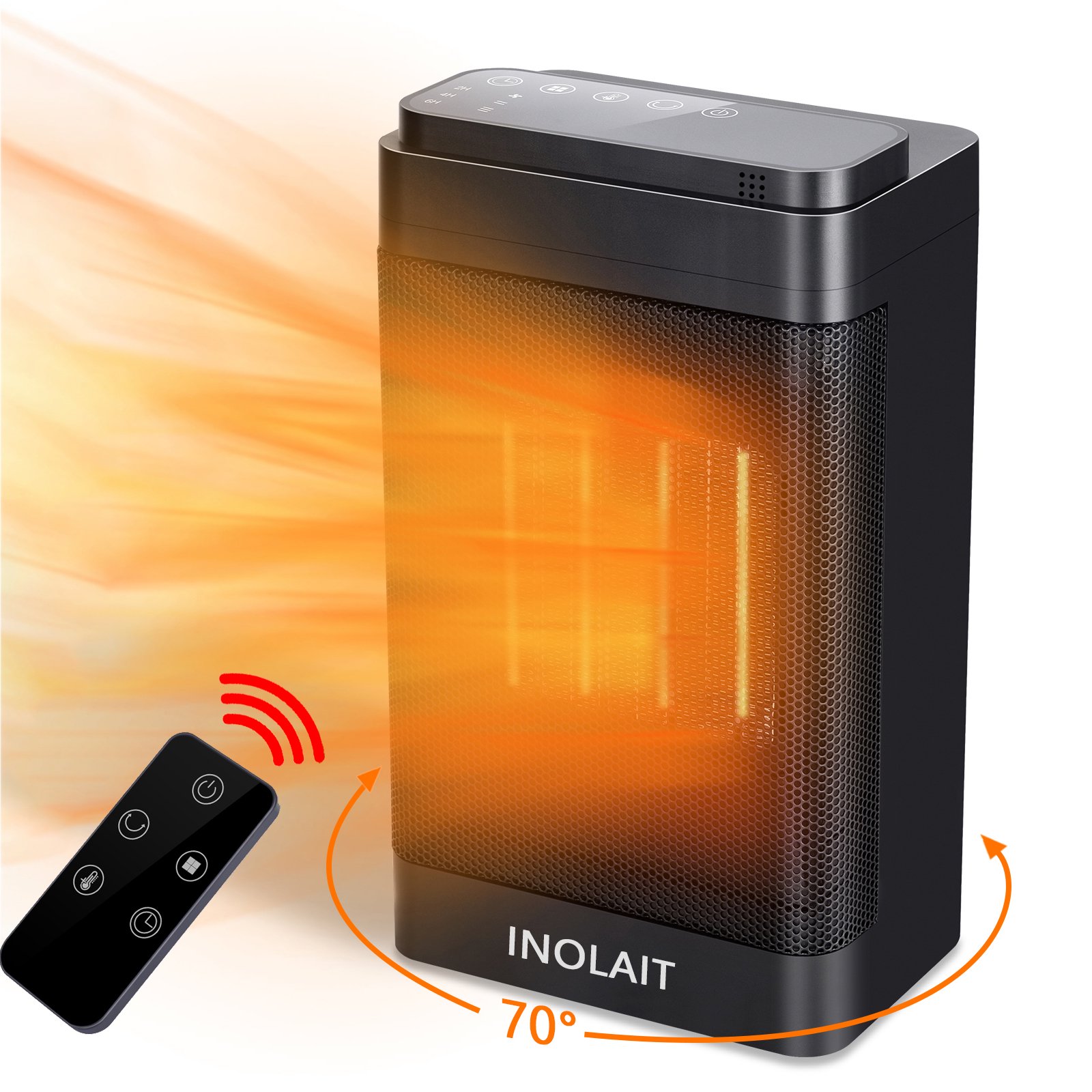 Inolait Electric Space Heater, Portable Electric Heater with  70°Oscillation, 1500W PTC with Oscillation and thermostat for Indoor Use -  Walmart.com